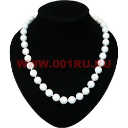 Бусы из белого агата 12 мм круглые 60 см - фото 61287