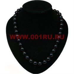 Бусы из черного агата 12 мм круглые 60 см - фото 61289