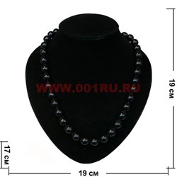 Бусы из черного агата 12 мм круглые 60 см - фото 61290