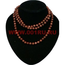 Бусы 125 см из коричневого авантюрина 8 мм - фото 62521