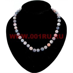 Бусы из африканского агата, серо-розовые 10 мм - фото 62567