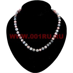 Бусы из африканского агата, серо-розовые 8 мм - фото 62571