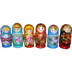 Матрешка пятерка 16 см в ассортименте - фото 65017