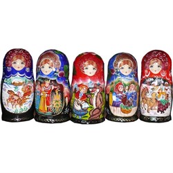Матрешка пятерка 18 см "Русские сказки" в ассортименте - фото 65051