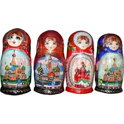 Матрешка пятерка "Москва" в ассортименте - фото 65058