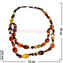 Бусы из натур.агата двойные желто-коричневый цвет - фото 65988