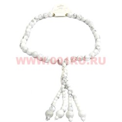 Бусы из натурального камня 52-55 см белый кахолонг - фото 66003
