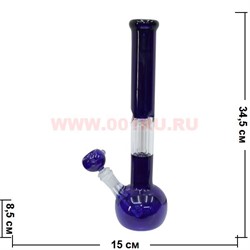 Бонг стеклянный (5мм) GB-215 сиинй прозрачный 34,5 см - фото 66312