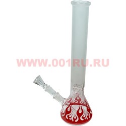 Бонг стеклянный (5мм) GNP-335 "огонь" матовый+прозрачный 45 см - фото 66363