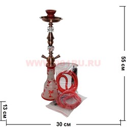 Кальян средний на 2 трубки (B4202R) 55 см, цвета в ассортименте, 12 шт/кор - фото 67493
