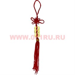 Подвеска Фэн Шуй 3 монеты золотые 1,4 см - фото 69598