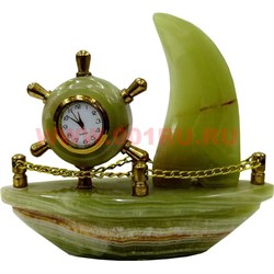 Часы «Парусник» малые (5 дюймов) из оникса - фото 70044