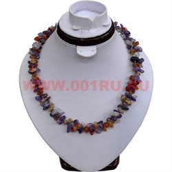 Бусы из натурального камня 48 см аметист и сердолик - фото 71014