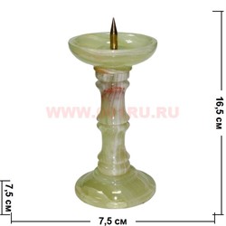 Подсвечник из оникса 16 см с металлическим стержнем для свечи - фото 72086