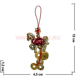Подвеска на сотовый "лошадка с монетами" 10 шт/связка - фото 75105