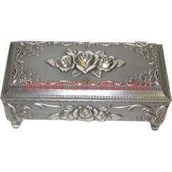 Шкатулка мельхиор прямоугольная большая «Розы» - фото 76069
