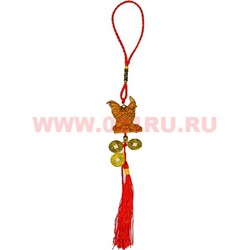 Подвеска Петух большой и 3 золотые монетки "под дерево" - фото 76226