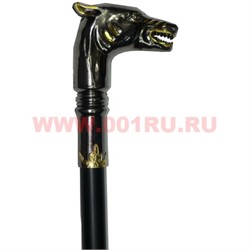 Трость с кинжалом внутри "злой волк" черный металл - фото 78394