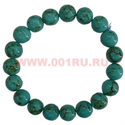 Браслет из зеленой бирюзы 10 мм (имитация) - фото 78952