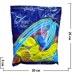 Шарики надувные (AM50) 13см 100 шт желтый 30 "металлик" - фото 79074
