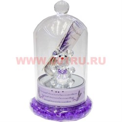 Сувенир стеклянный Мишка большой с бантиком 2 цвета - фото 79235