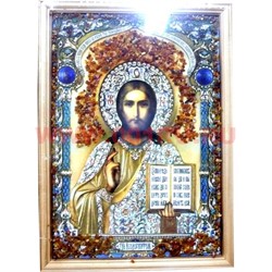 Картина из янтаря "Икона" в простой раме 35х45, лики в ассортименте - фото 80700