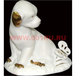 Белый фарфор Щенок с бабочкой 8.5 см (96 шт/кор) символ 2018 года - фото 81731