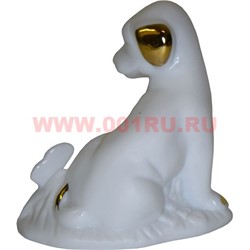 Белый фарфор Щенок с бабочкой 8.5 см (96 шт/кор) символ 2018 года - фото 81733
