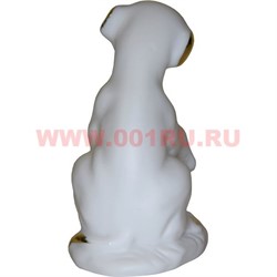 Белый фарфор Щенок с птичкой 10см (96 шт/кор) символ 2018 года - фото 81744