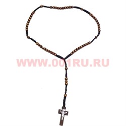 Подвеска Крест коричневая 12 шт/упаковка - фото 81923