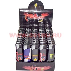 Зажигалки газовые Crusaz с надписями с фонариком 50 шт/бл - фото 83692