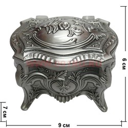 Шкатулка мельхиор "Цветы" на ножках (718) - фото 85927
