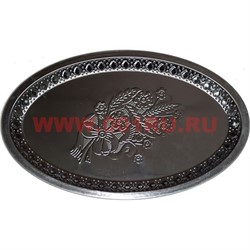 Поднос металлический 18х29 см овальный с узорами - фото 86249