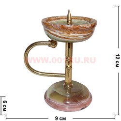 Подсвечник с металлической ручкой из оникса - фото 86724