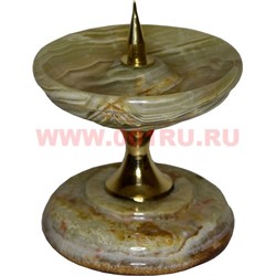 Подсвечник из оникса 10 см с металлическим стержнем для свечи - фото 87714