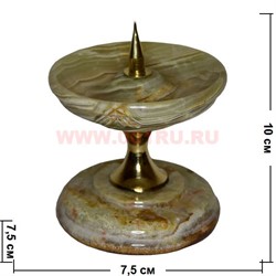 Подсвечник из оникса 10 см с металлическим стержнем для свечи - фото 87716