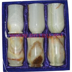 Стаканы из оникса 10 см (2,5х4) в бархатной коробочке - фото 89873