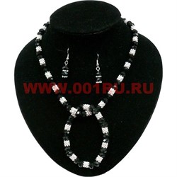 Набор 3-в-1 из циркона со стразами, черный - фото 91364