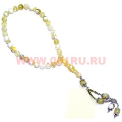 Четки 33 бусины под яшму желтую, цена за 12 шт/уп - фото 91635
