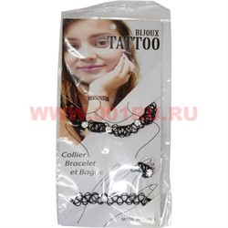 Тату-чокер из лески черная со стразами tatoo choker 12 шт/упаковка - фото 91809