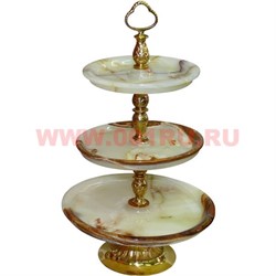 Горка трехъярусная для конфет, сухофруктов, орехов из оникса 44 см - фото 93675