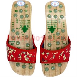 Тапочки массажные деревянные (размер 40) со вставками из нефрита - фото 93886