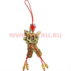 Подвеска Феншуй "дракон полистоун с монетами бронза" 10 шт/связка - фото 94003