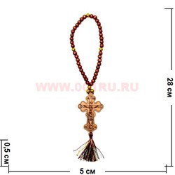 Четки с крестом длина 28 см 5 золотых бусин 50 шт/упаковка - фото 94642