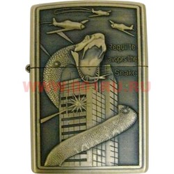 Зажигалка бензиновая "Змеи" цена за 4 штуки - фото 95830