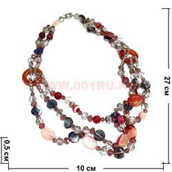Бусы из агата 55-58см серебристо-розовые - фото 96542