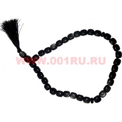 Четки из обсидиана 33 бусины (Армения) серо-дымчатый цвет - фото 96583