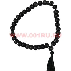 Четки из обсидиана 33 бусины (Армения) серо-дымчатый цвет - фото 96584
