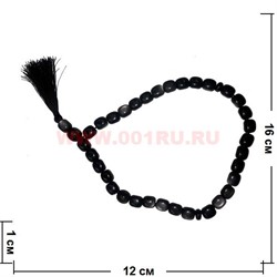 Четки из обсидиана 33 бусины (Армения) серо-дымчатый цвет - фото 96585