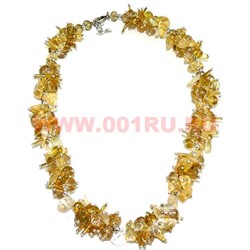 Бусы "Ёжик" из натур.камня 45 см цитрин - фото 96731
